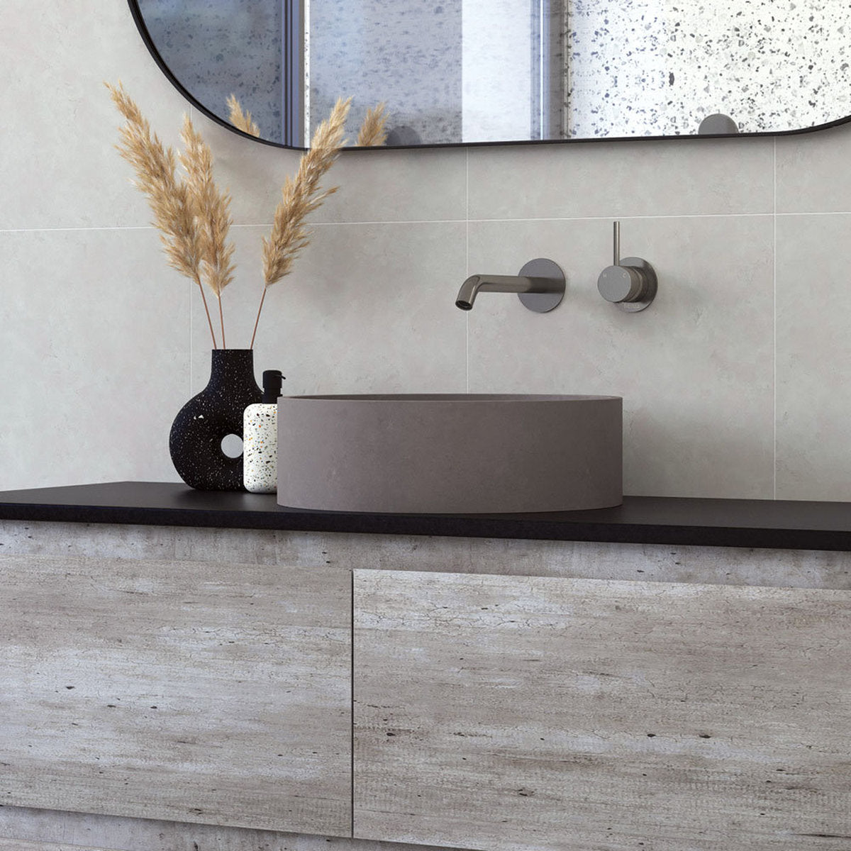 Fienza Jada Round Concrete Above Counter Basin, Warm Grey