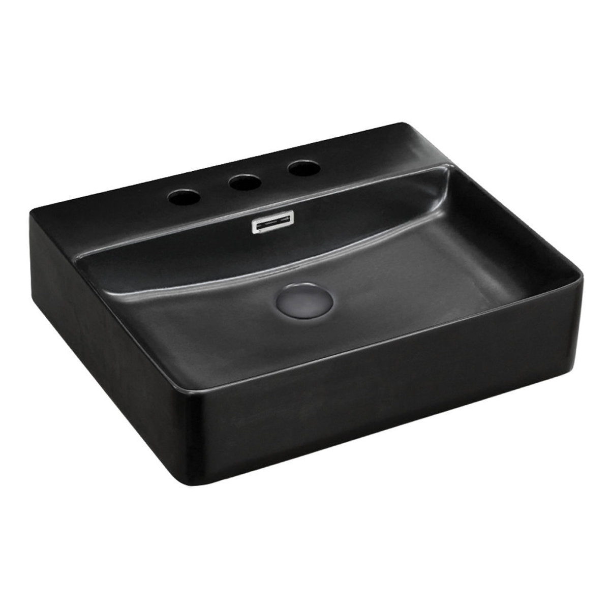 Fienza Petra Matte Black Above Counter Basin, 3 Tap Holes