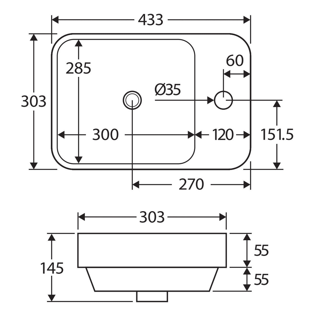 Fienza Petra Mini Semi-Inset Basin
