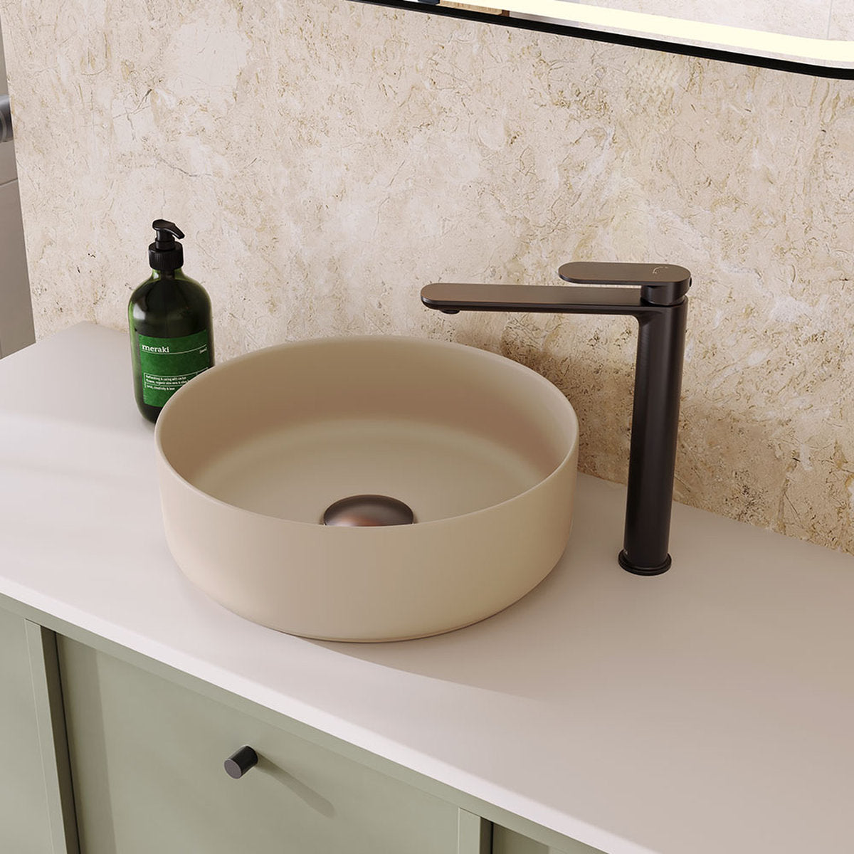 Fienza Reba Above Counter Basin, Matte Khaki