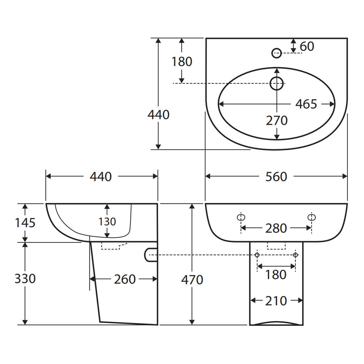 Fienza Stella Care Wall Basin With Integral Shroud