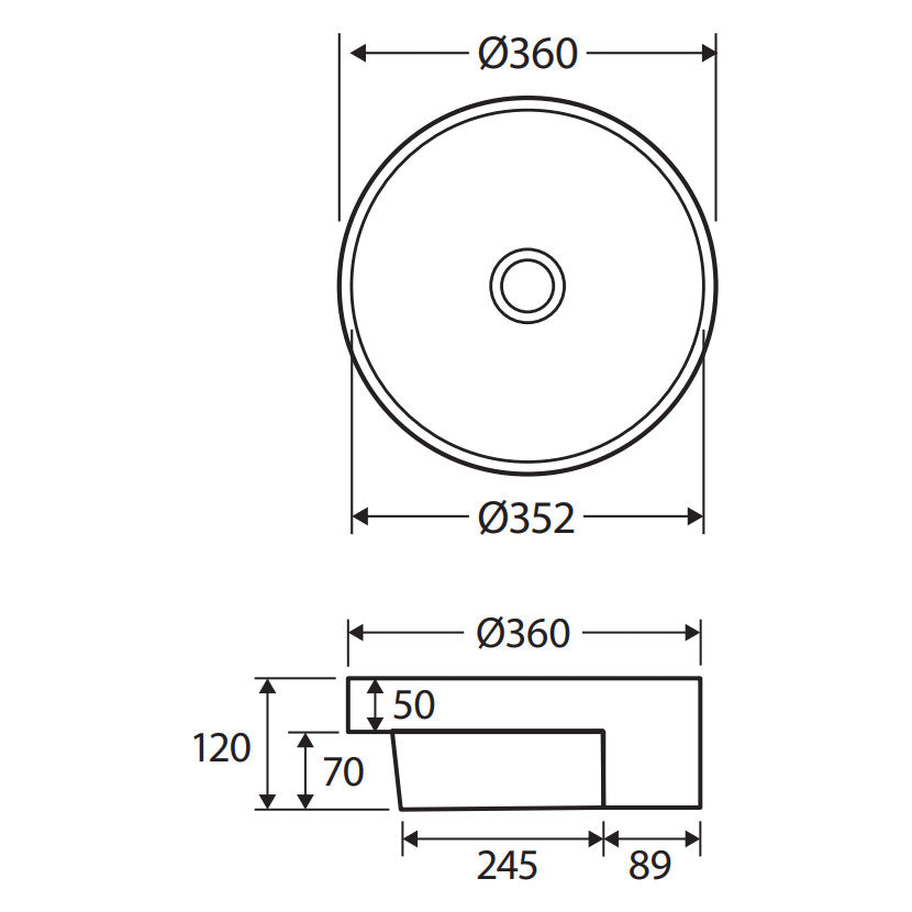 Fienza Reba Semi-Recessed Basin, No Tap Hole