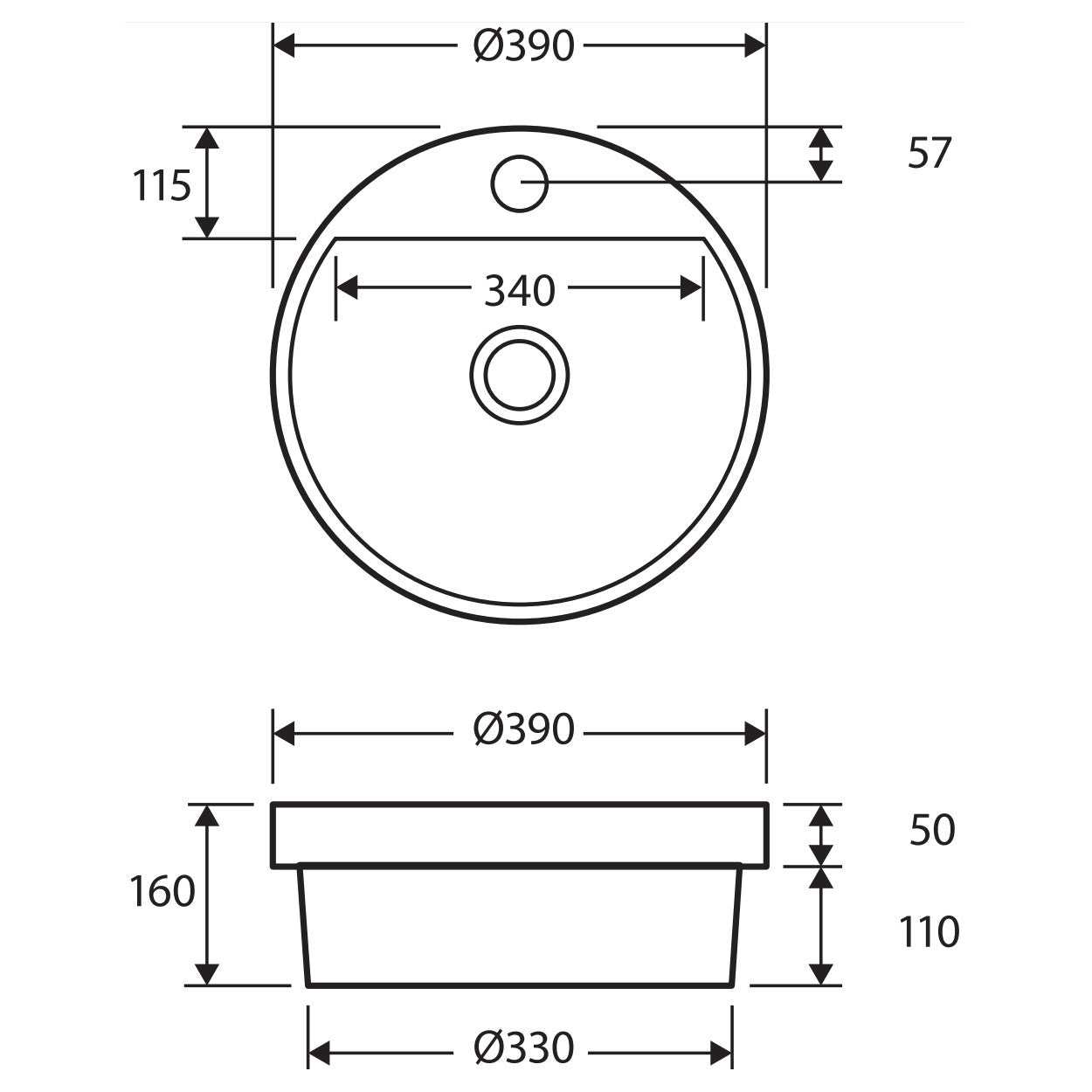 Fienza Reba Semi-Inset Basin With Tap Hole