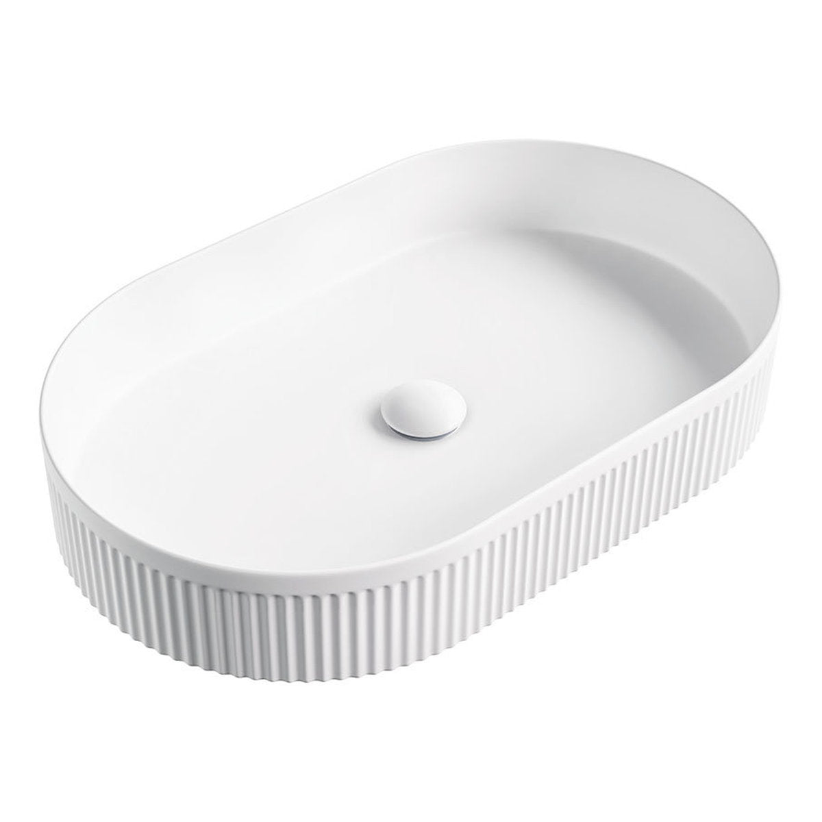 Fienza Eleanor Oval Above Counter Fluted Basin, Matte White