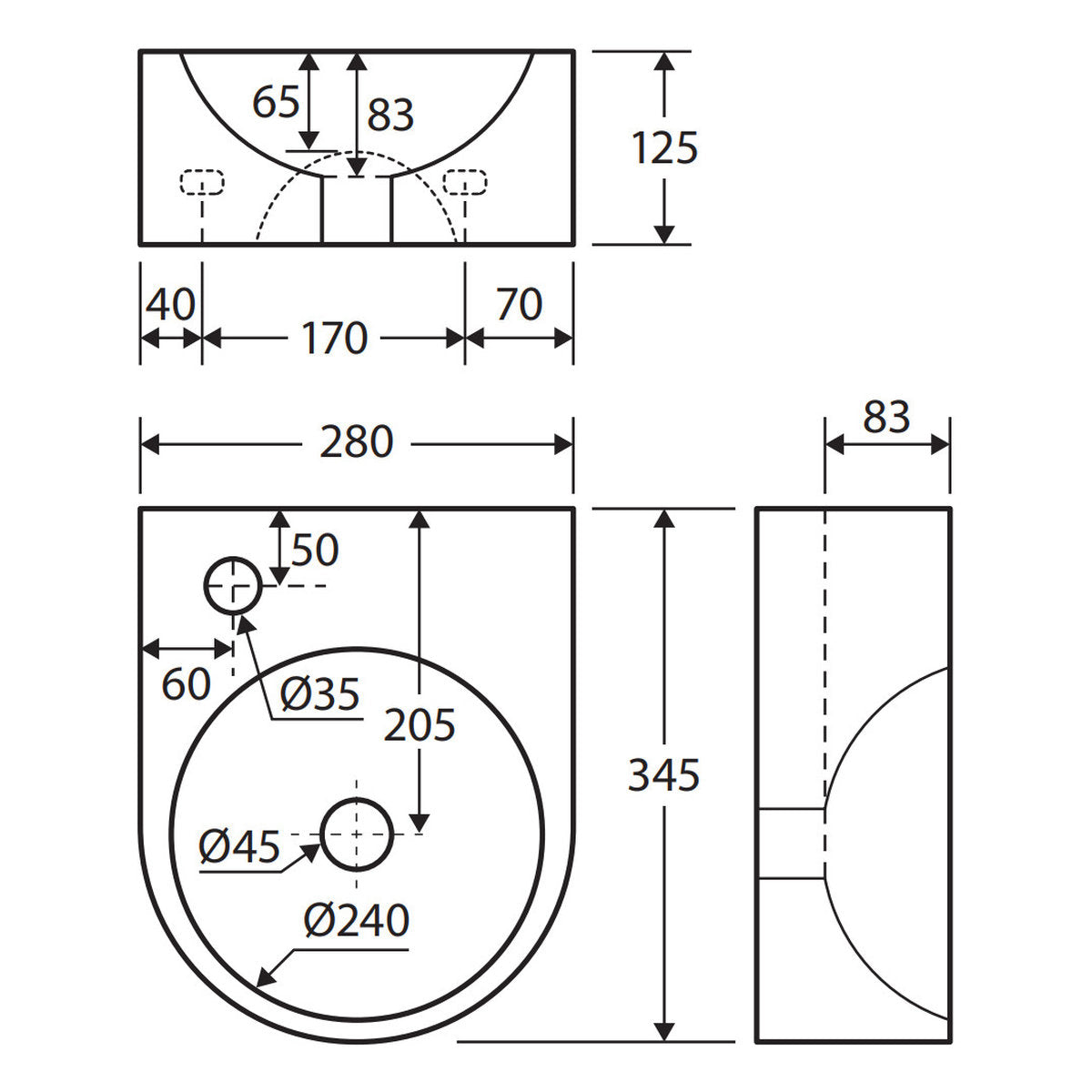 Fienza Junior Wall Basin
