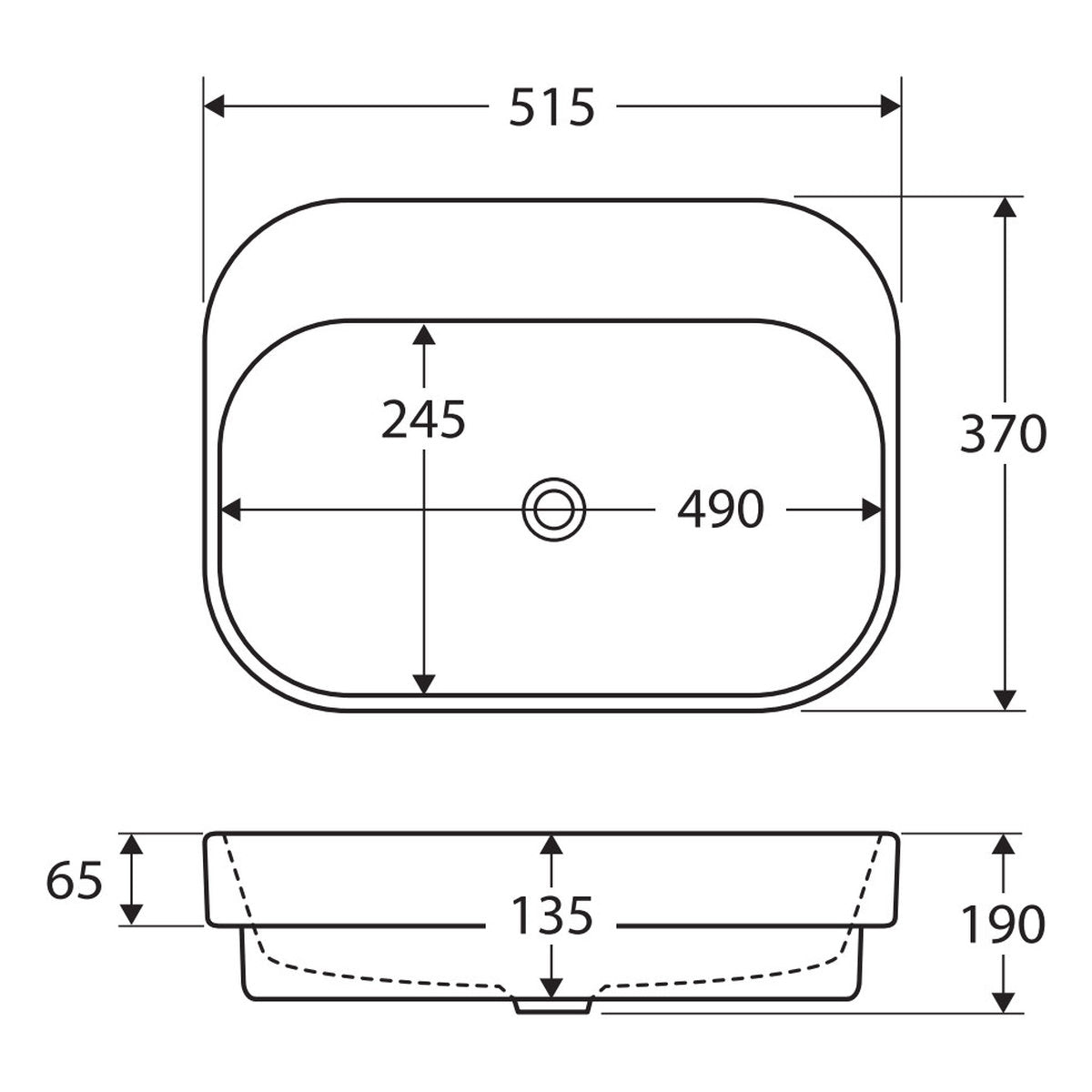 Fienza Parisa Semi-Inset Basin, No Tap Hole