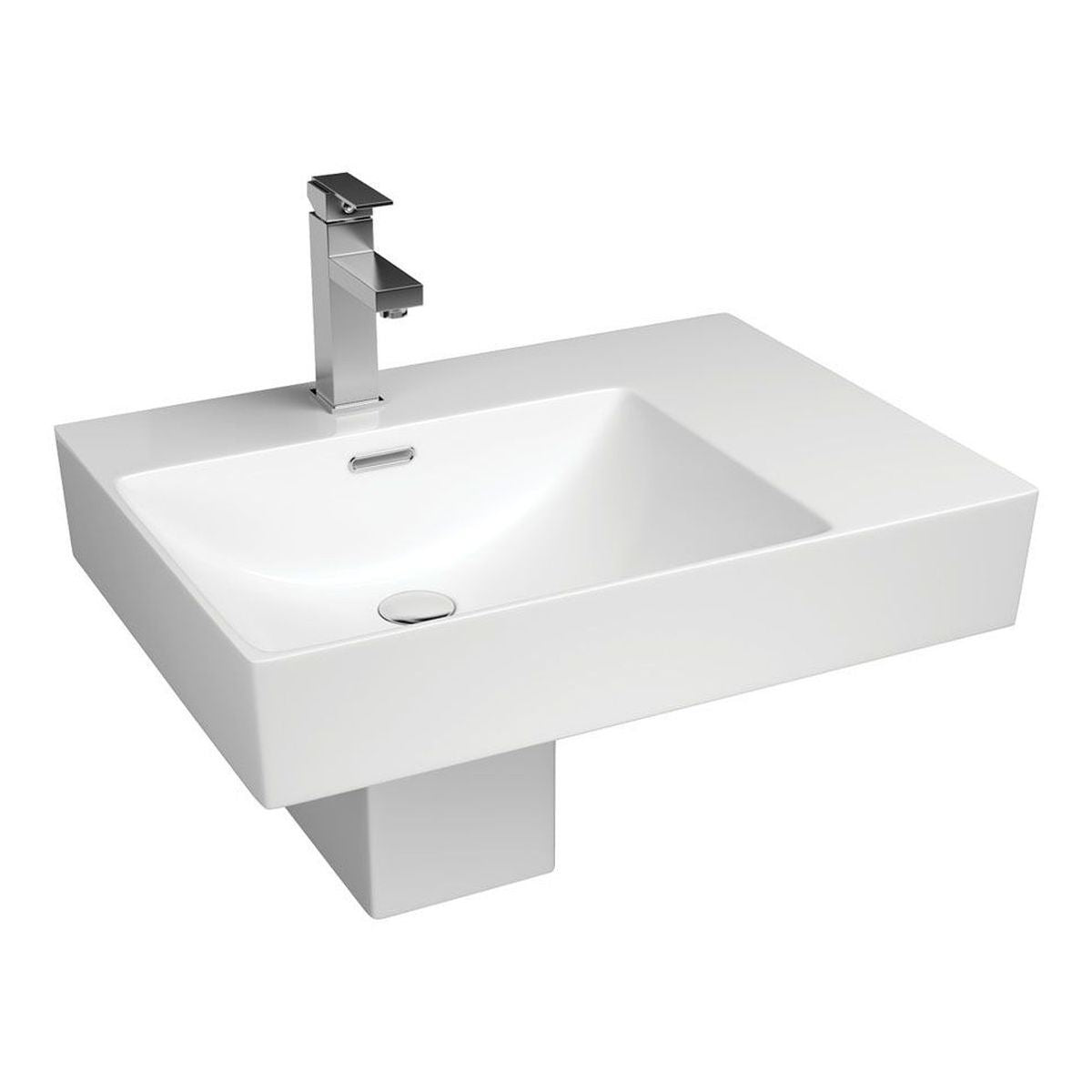 Fienza Tono Care Wall Basin with Integral Shroud, Left Bowl, 1 tap hole