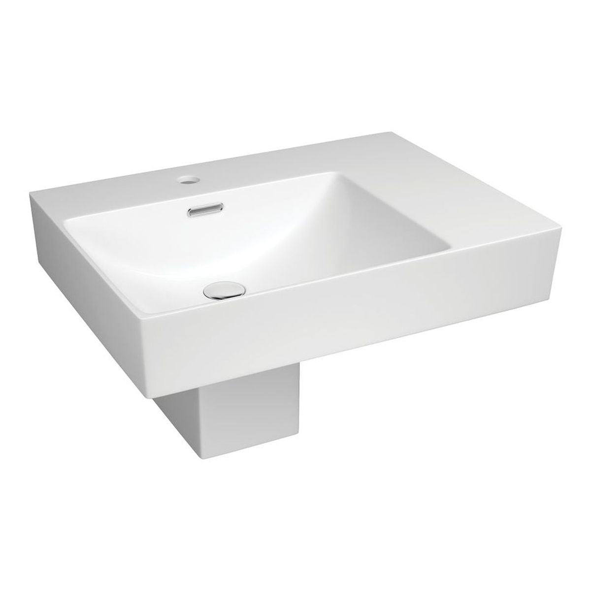 Fienza Tono Care Wall Basin with Integral Shroud, Left Bowl, 1 tap hole