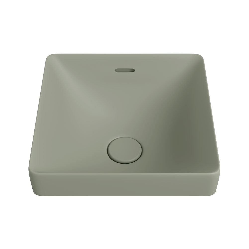 Fienza Aluca Square Semi-Inset Basin, Matte Olive