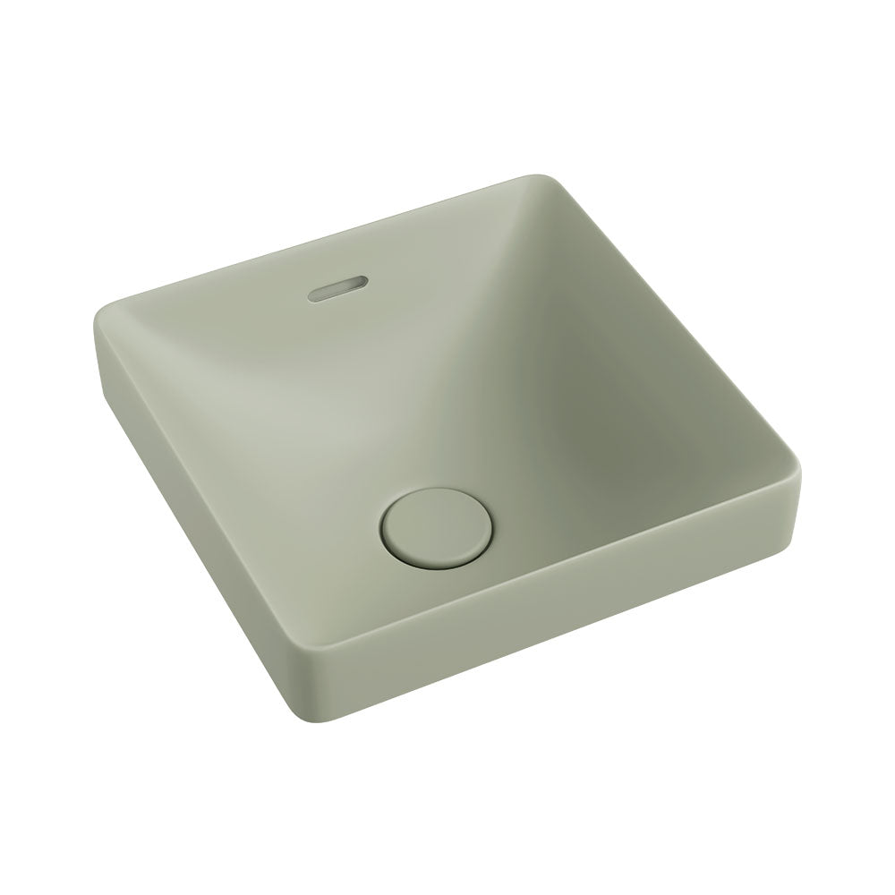 Fienza Aluca Square Semi-Inset Basin, Matte Olive