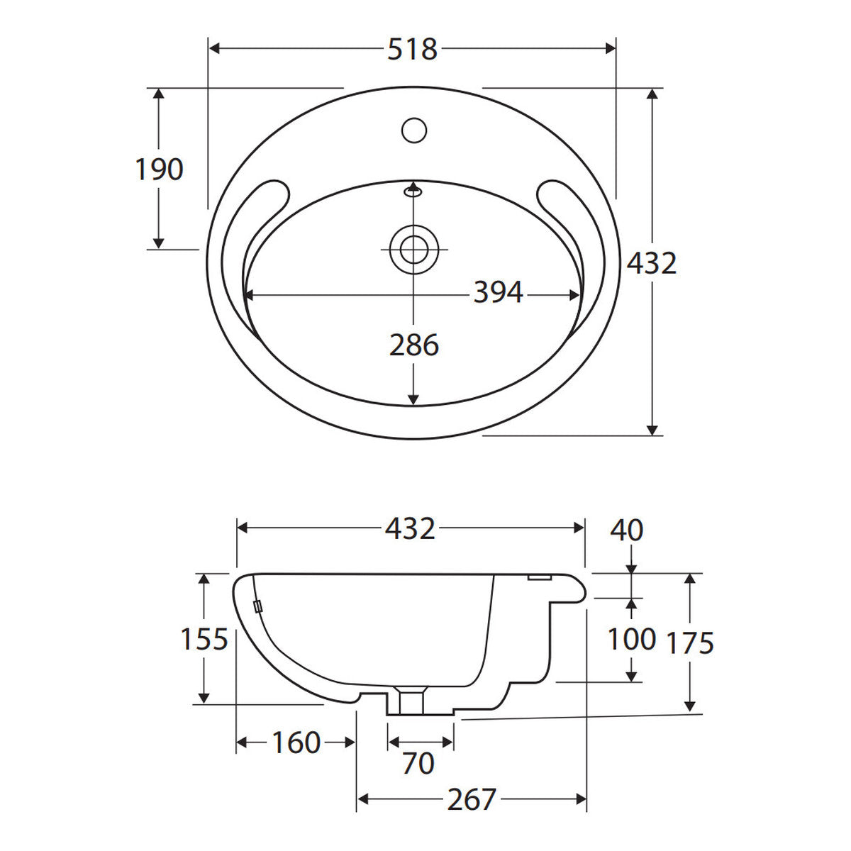 Fienza Micki Semi-Recessed Basin