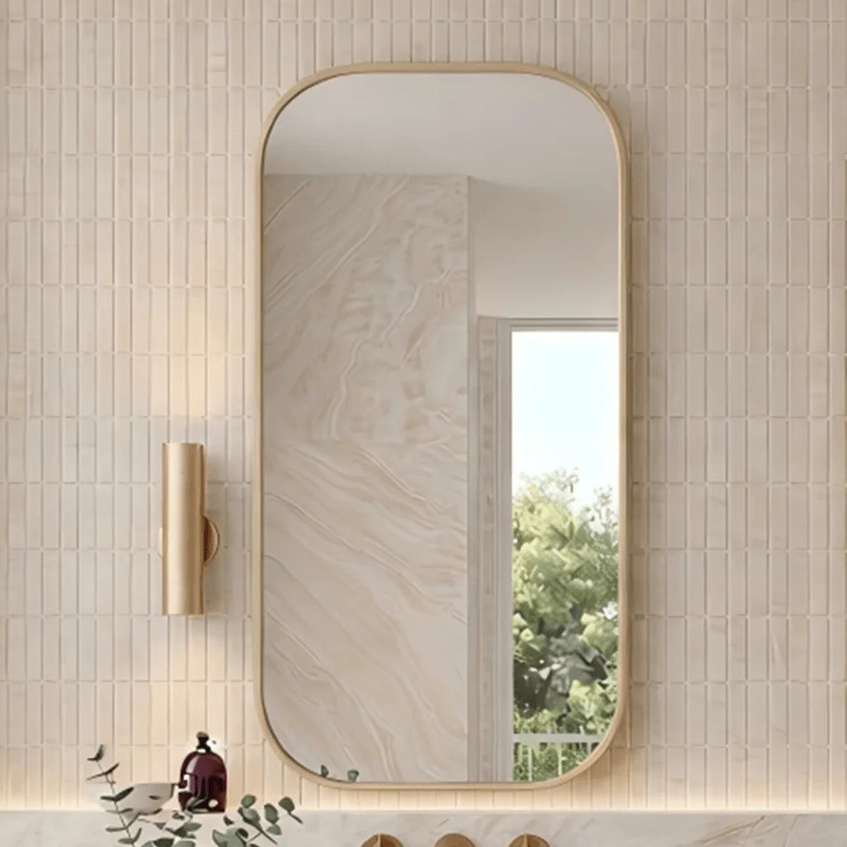 Rec Framed Shaving Cabinet, 450x900mm, Brushed Gold