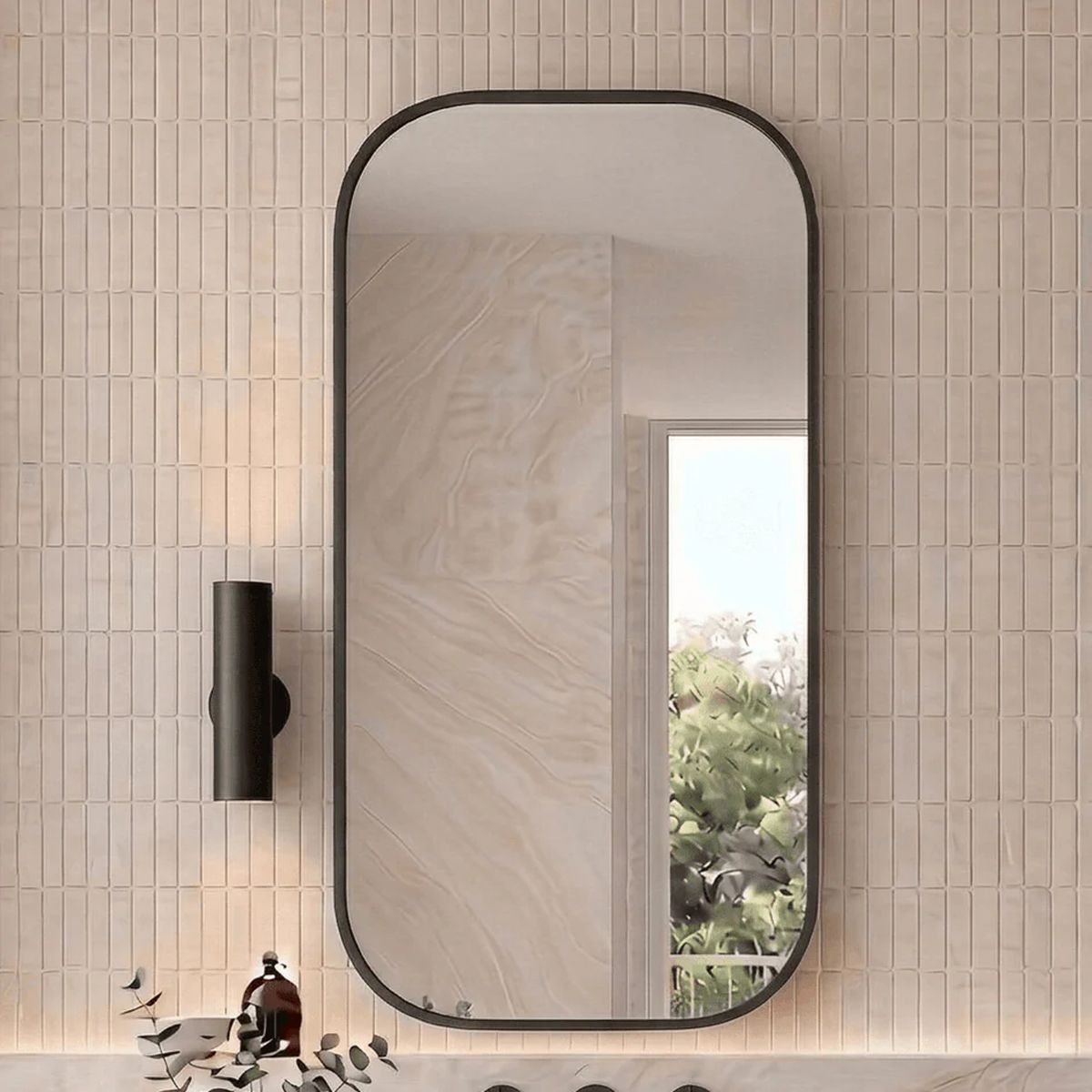 Rec Framed Shaving Cabinet, 450x900mm, Matte Black
