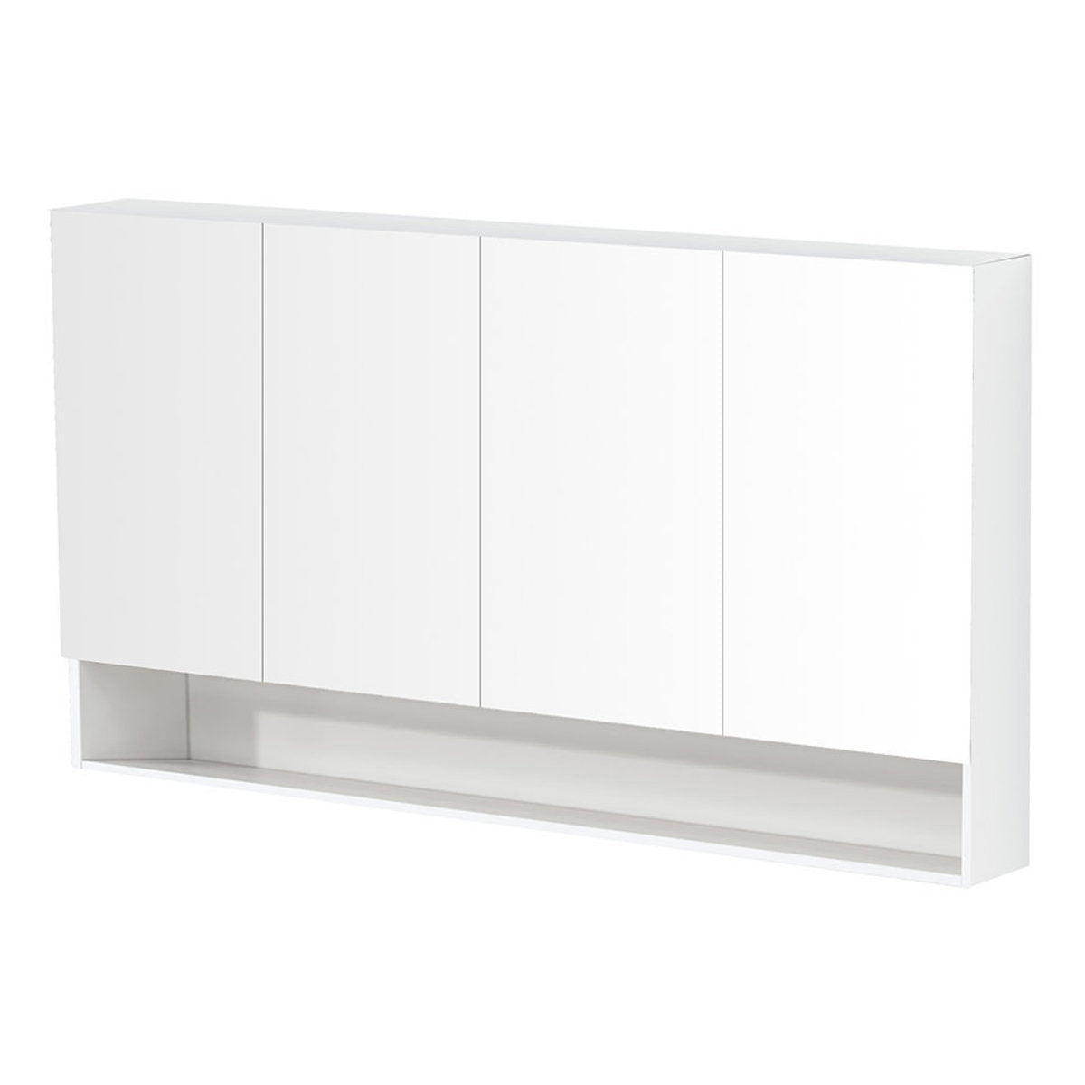 Riva Shaving Cabinet With Underneath Shelf, Gloss White, 1500mm