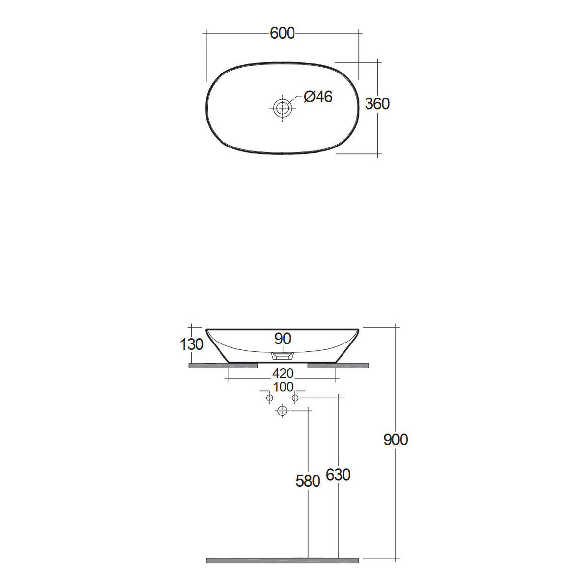 Fienza RAK Variant Above Counter Basin