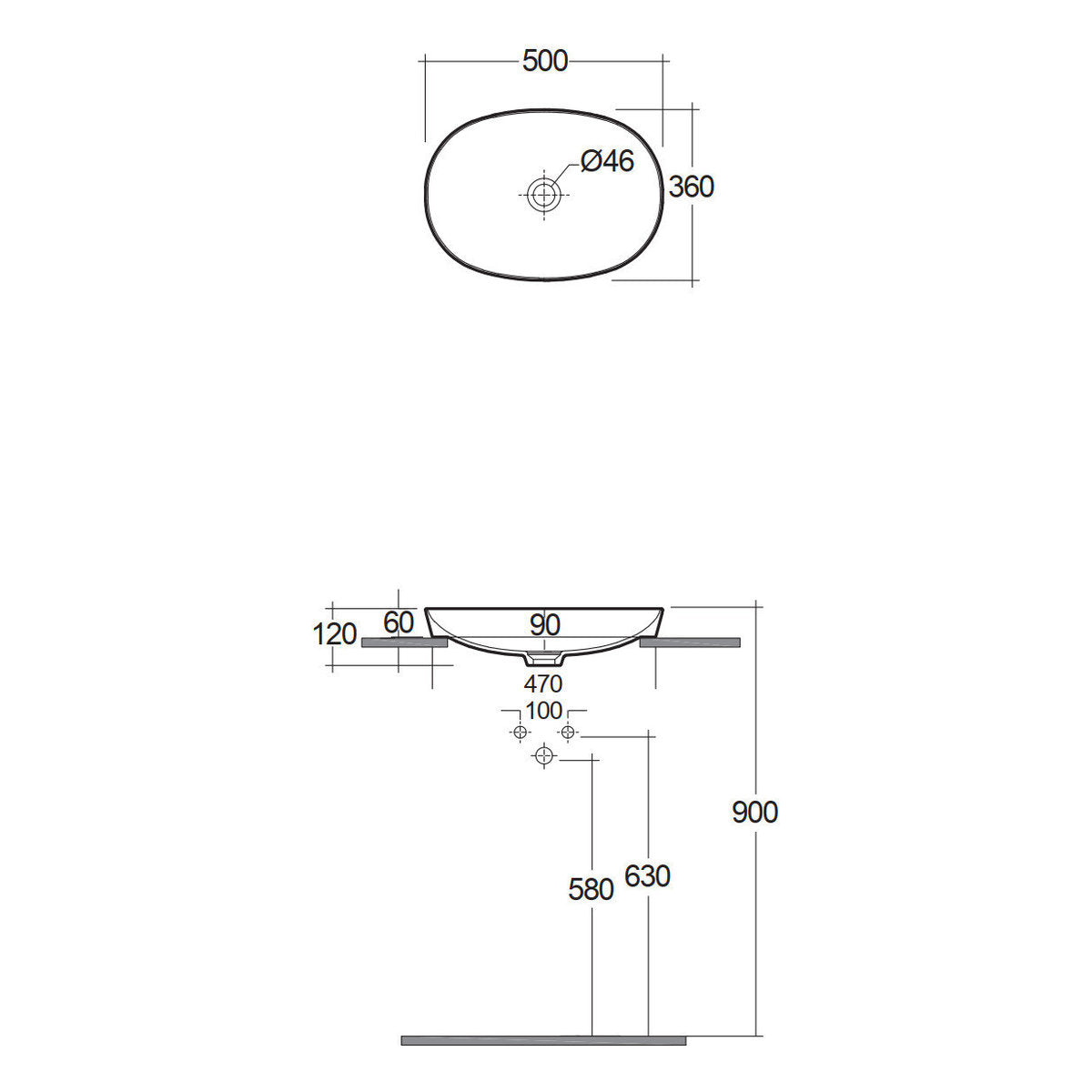 Fienza RAK Variant Round Small Oval Semi-Inset Basin