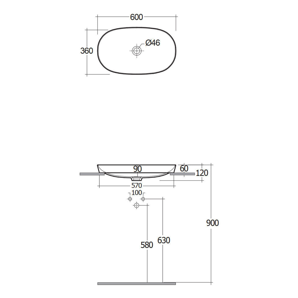 Fienza RAK Variant Large Oval Semi-Inset Basin