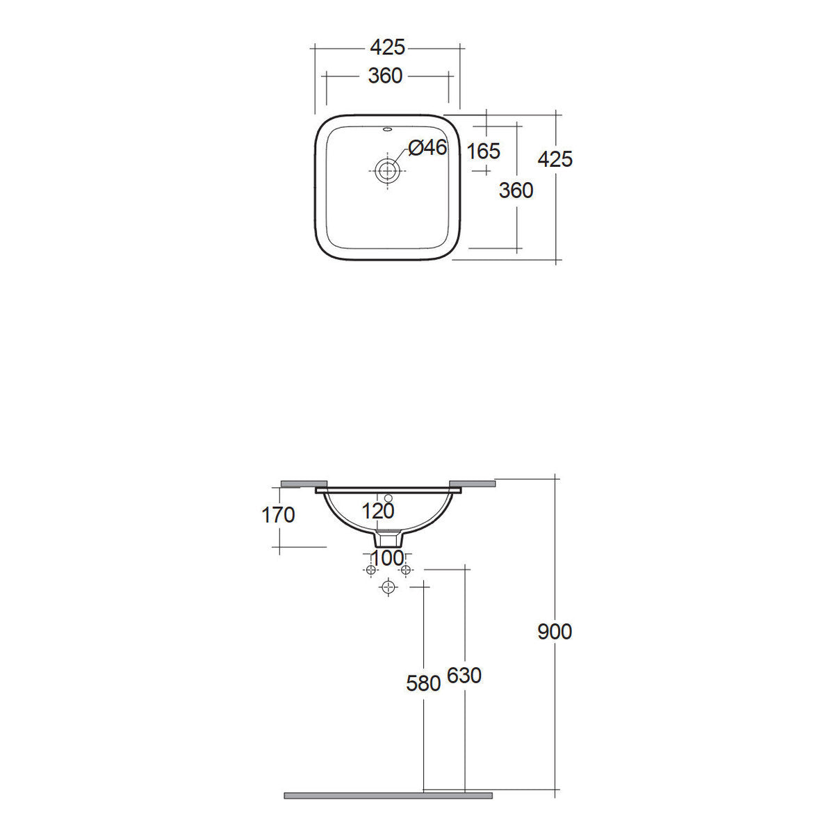 Fienza RAK Variant Square Undermount Basin