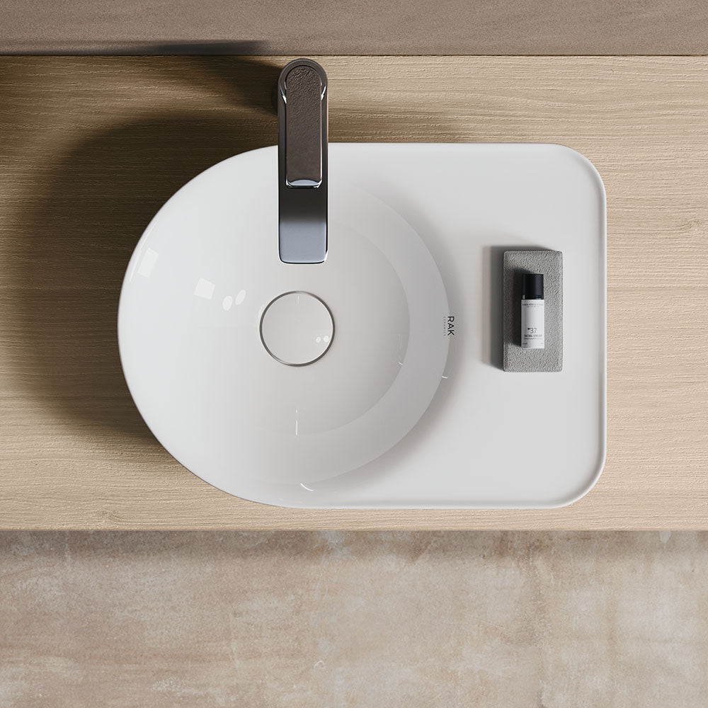 Fienza RAK Valet Round Above Counter Basin, Alpine Gloss White