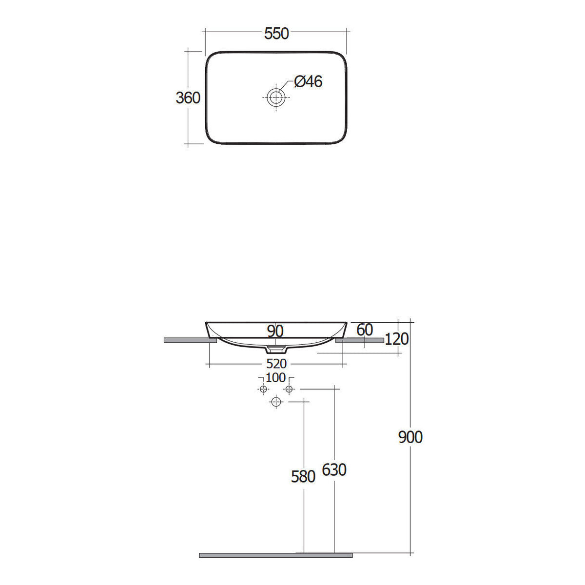 Fienza RAK Variant Rectangular Semi-Inset Basin