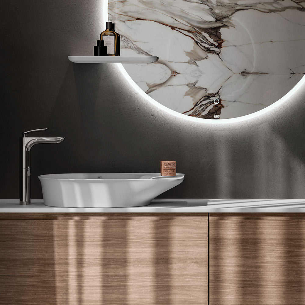 Fienza RAK Valet Oval Above Counter Basin, Alpine Gloss White