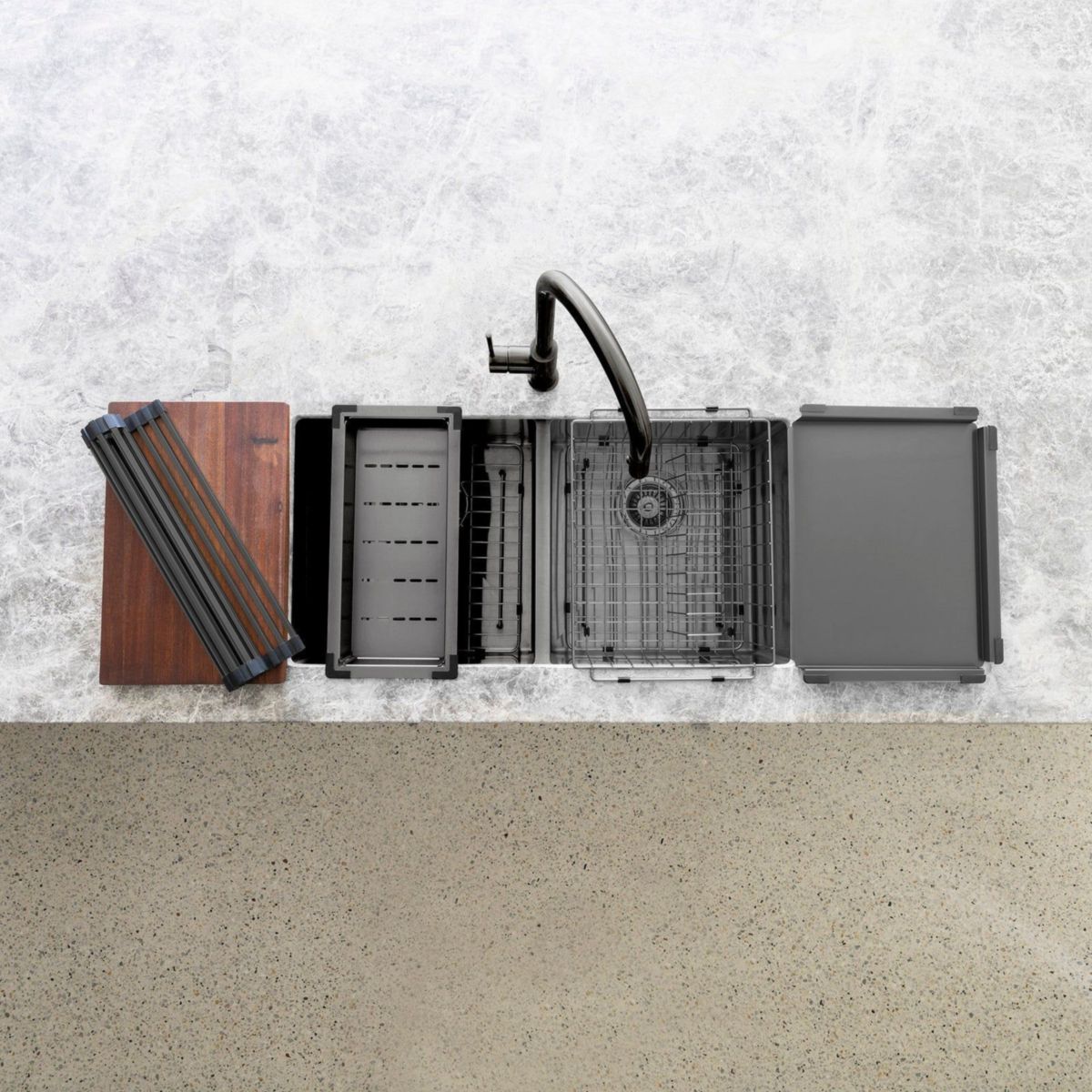 Meir Lavello Stainless Steel Rolling Mat Protector - PVD, Shadow