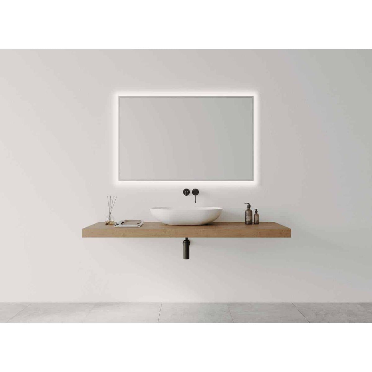 Remer Framed R-Series 1200mm Rectangle LED Mirror - Brits Nickel