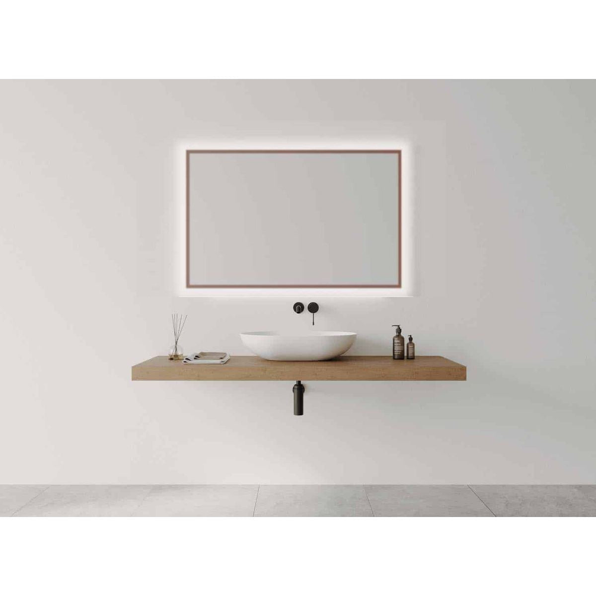 Remer Framed R-Series 1200mm Rectangle LED Mirror - Cuban Bronze