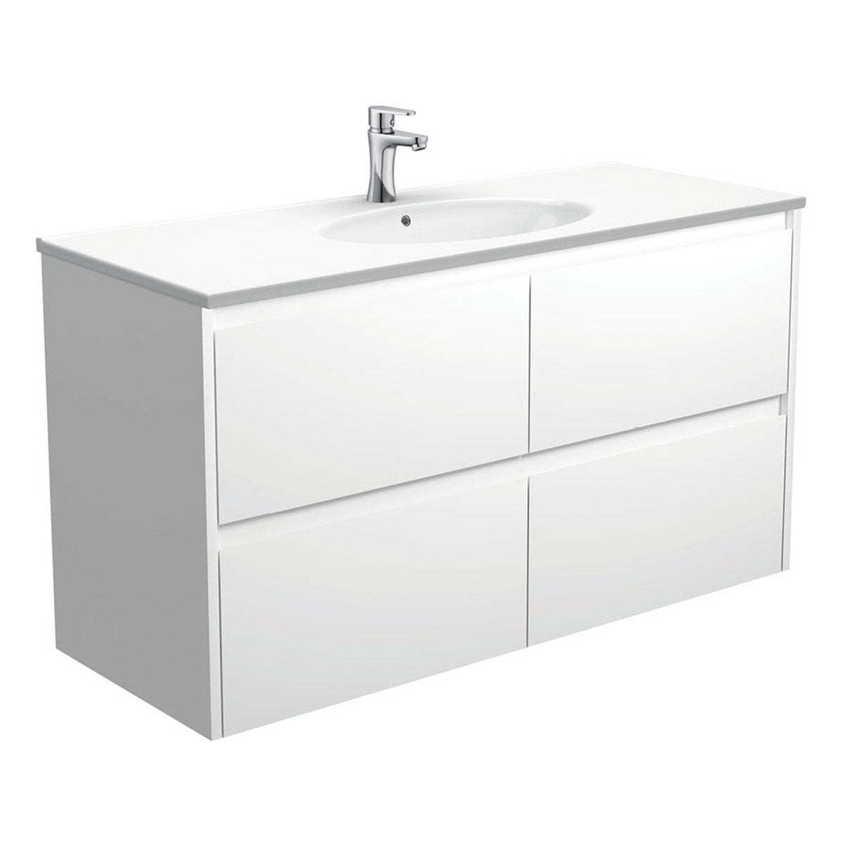 Fienza Rotondo Amato 1200 Satin White Wall-Hung Vanity