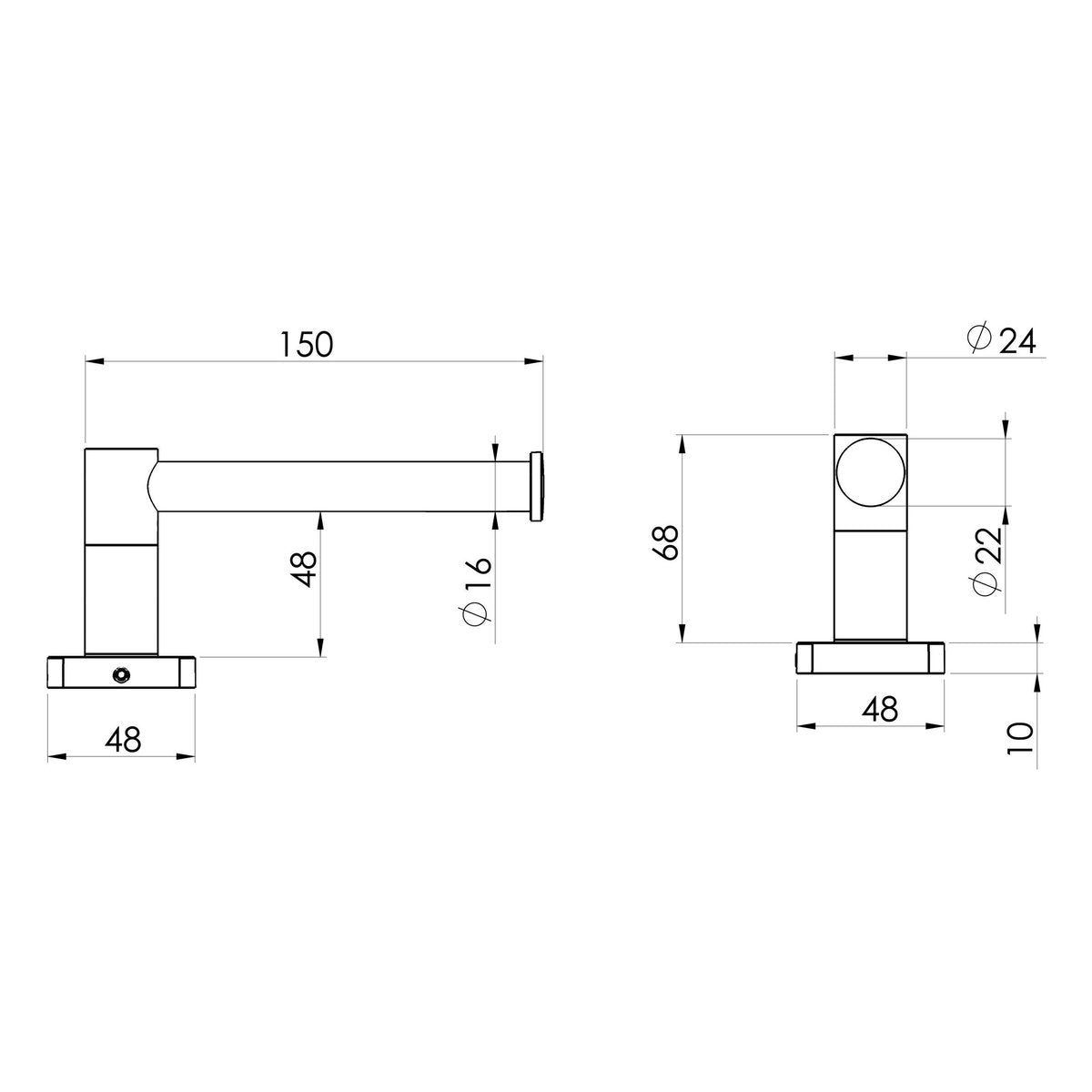 Phoenix Radii Stainless Steel 316 Toilet Roll Holder Square Plate