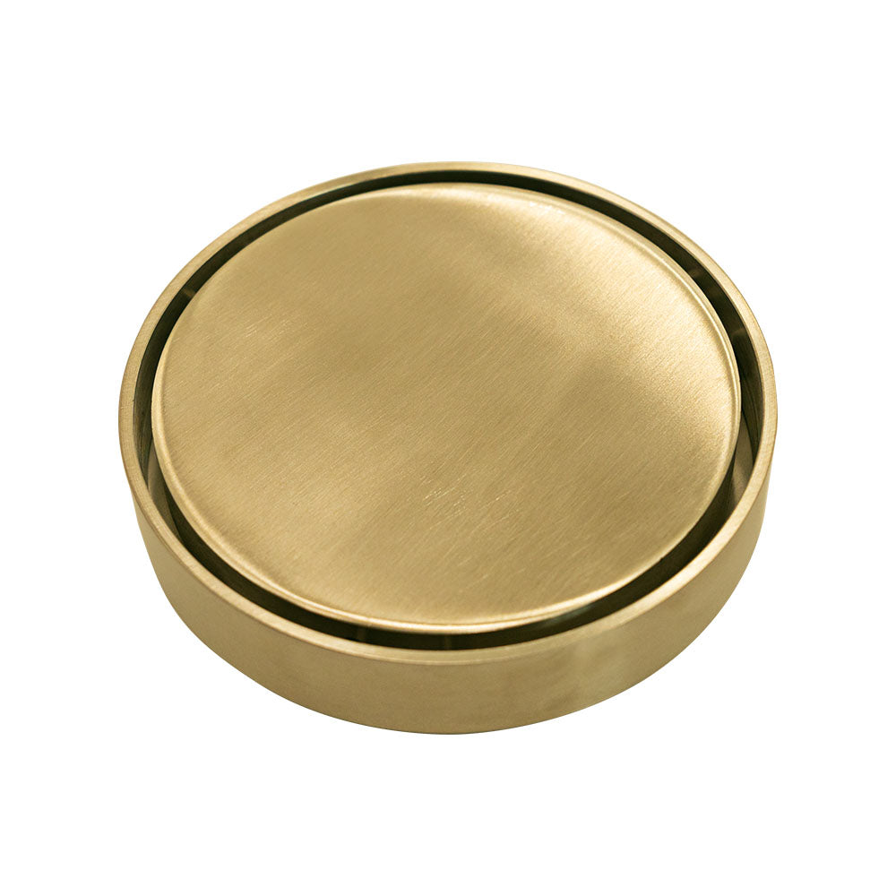 Fienza Round 2-in-1 Tile Bed Floor Waste, 88mm Outlet, Urban Brass