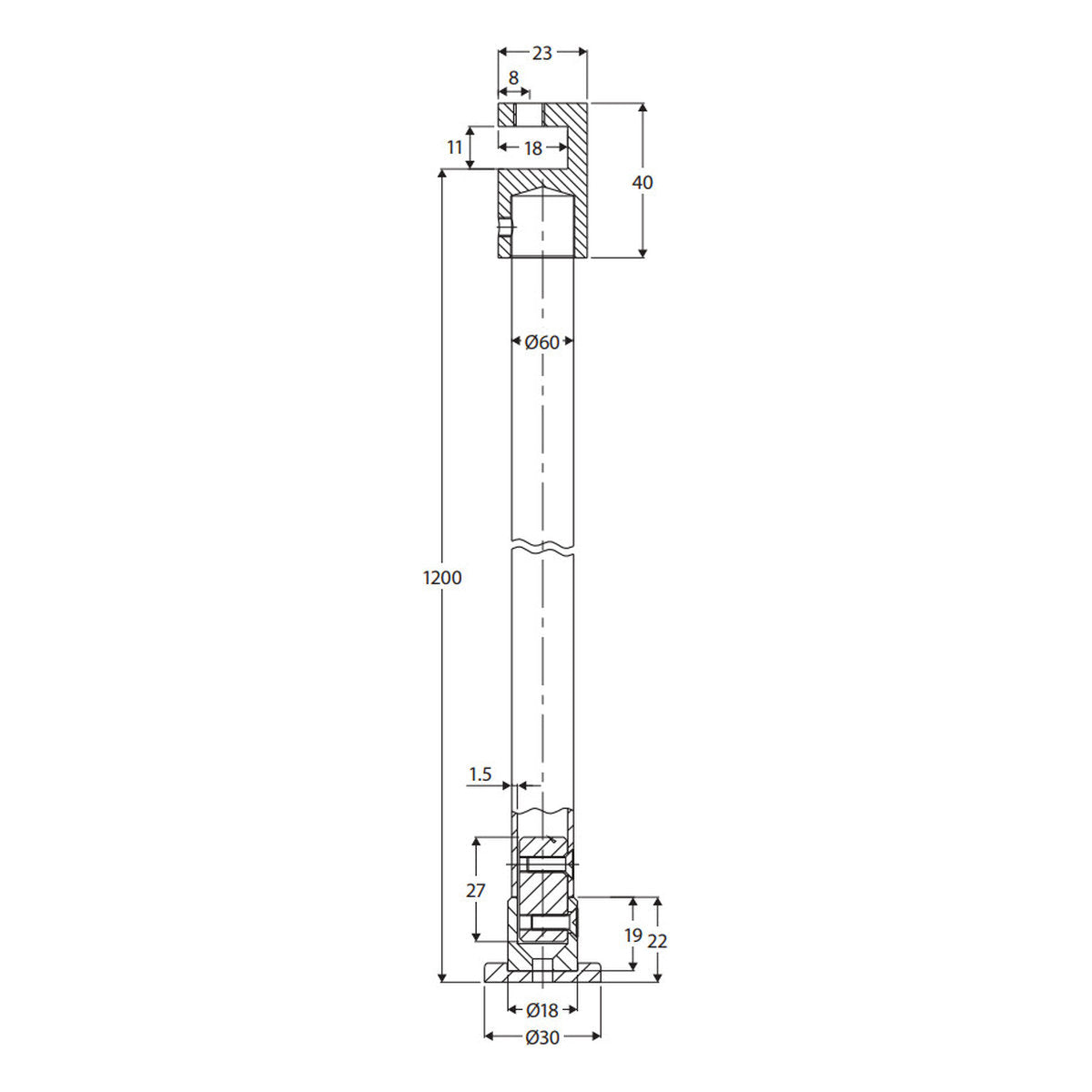 Fienza Support Arm For Fixed Frameless Glass Shower Panel, Matte Black