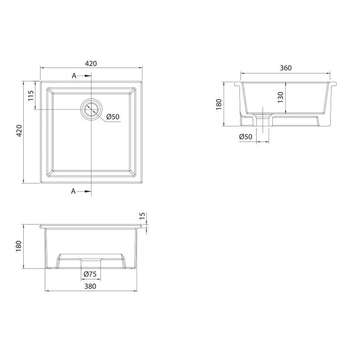 Studio Bagno Manhattan Mini Undercounter Basin Including Brackets