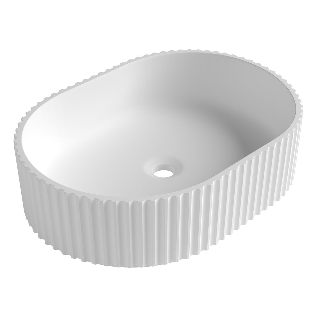 Otti Celine Oval Fluted Solid Surface 480x345x140 Matte White Basin NF