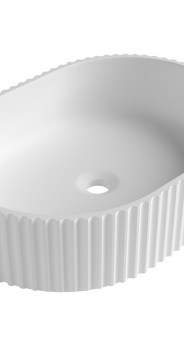 Otti Celine Oval Fluted Solid Surface 480x345x140 Matte White Basin NF