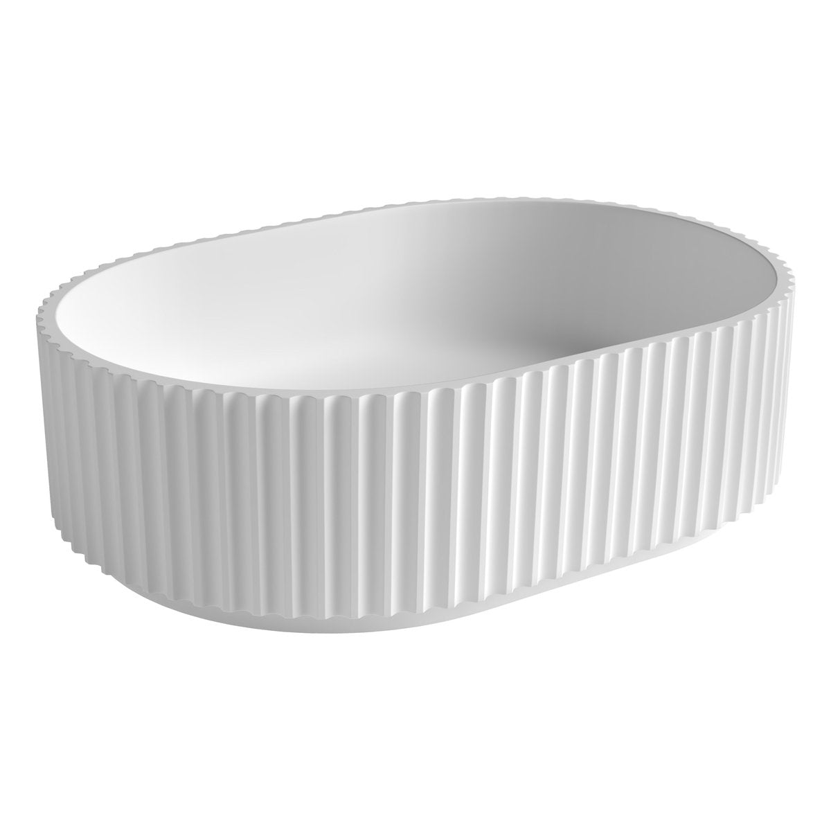 Otti Celine Oval Fluted Solid Surface 480x345x140 Matte White Basin NF