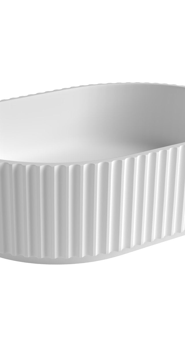 Otti Celine Oval Fluted Solid Surface 480x345x140 Matte White Basin NF