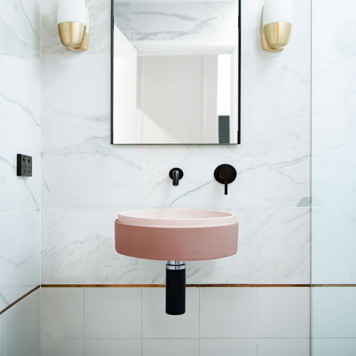 Nood Wall Mount Stepp Circle Basin in Blush Pink