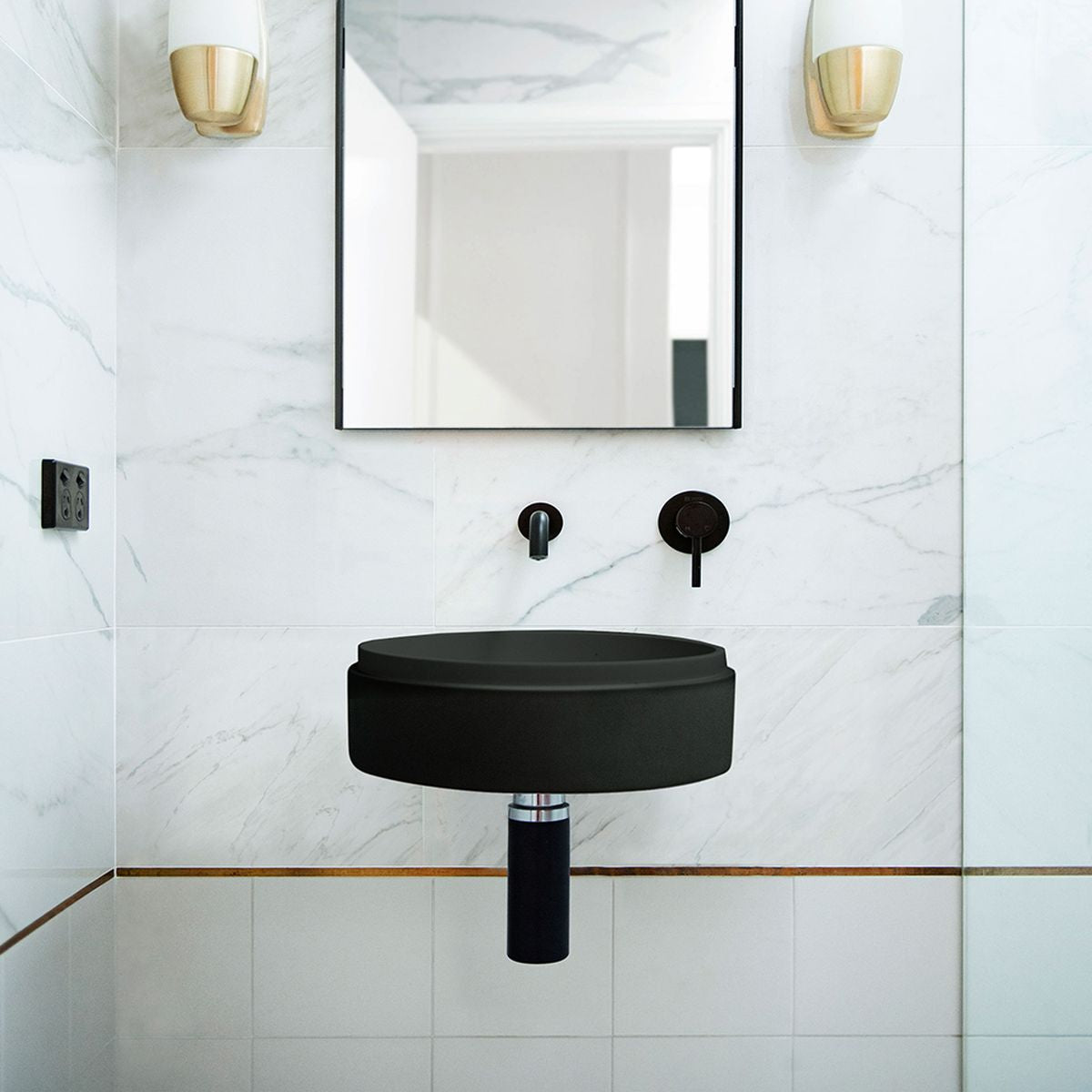 Nood Wall Mount Stepp Circle Basin in Charcoal