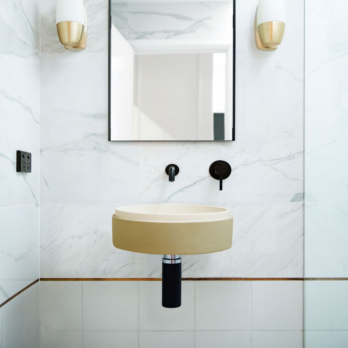 Nood Wall Mount Stepp Circle Basin in Custard