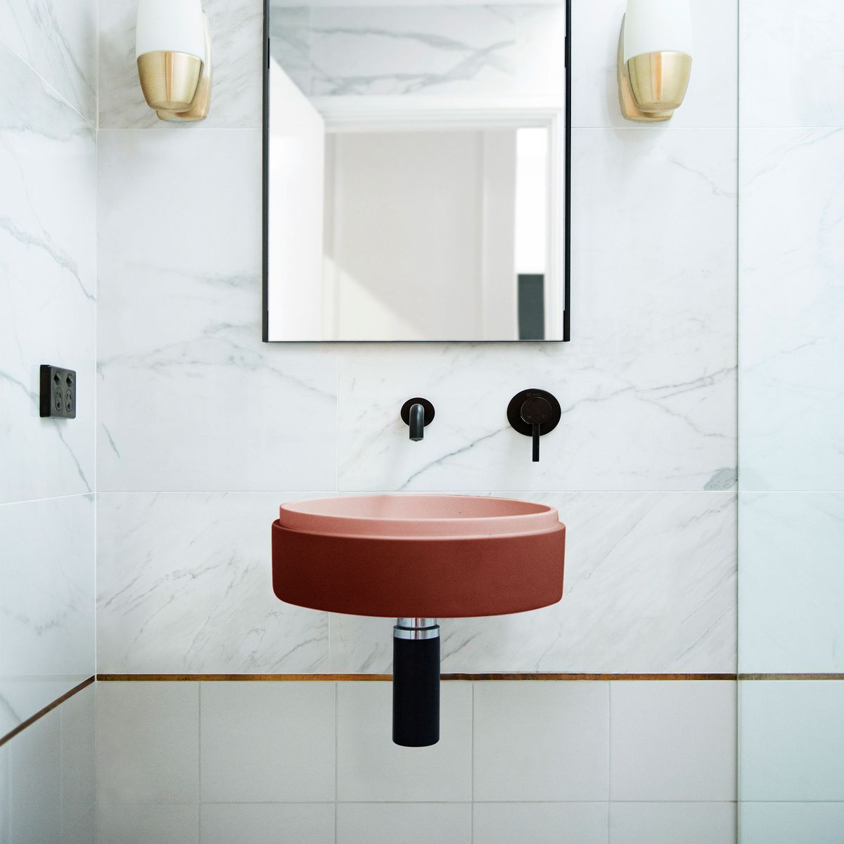 Nood Wall Mount Stepp Circle Basin in Musk
