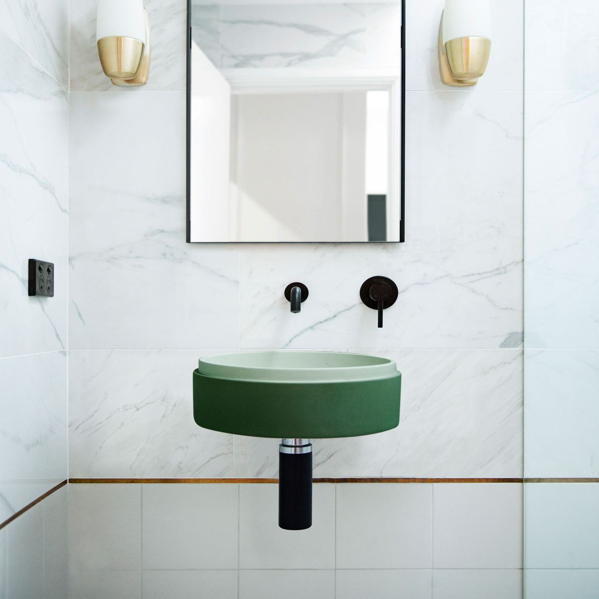 Nood Wall Mount Stepp Circle Basin in Teal