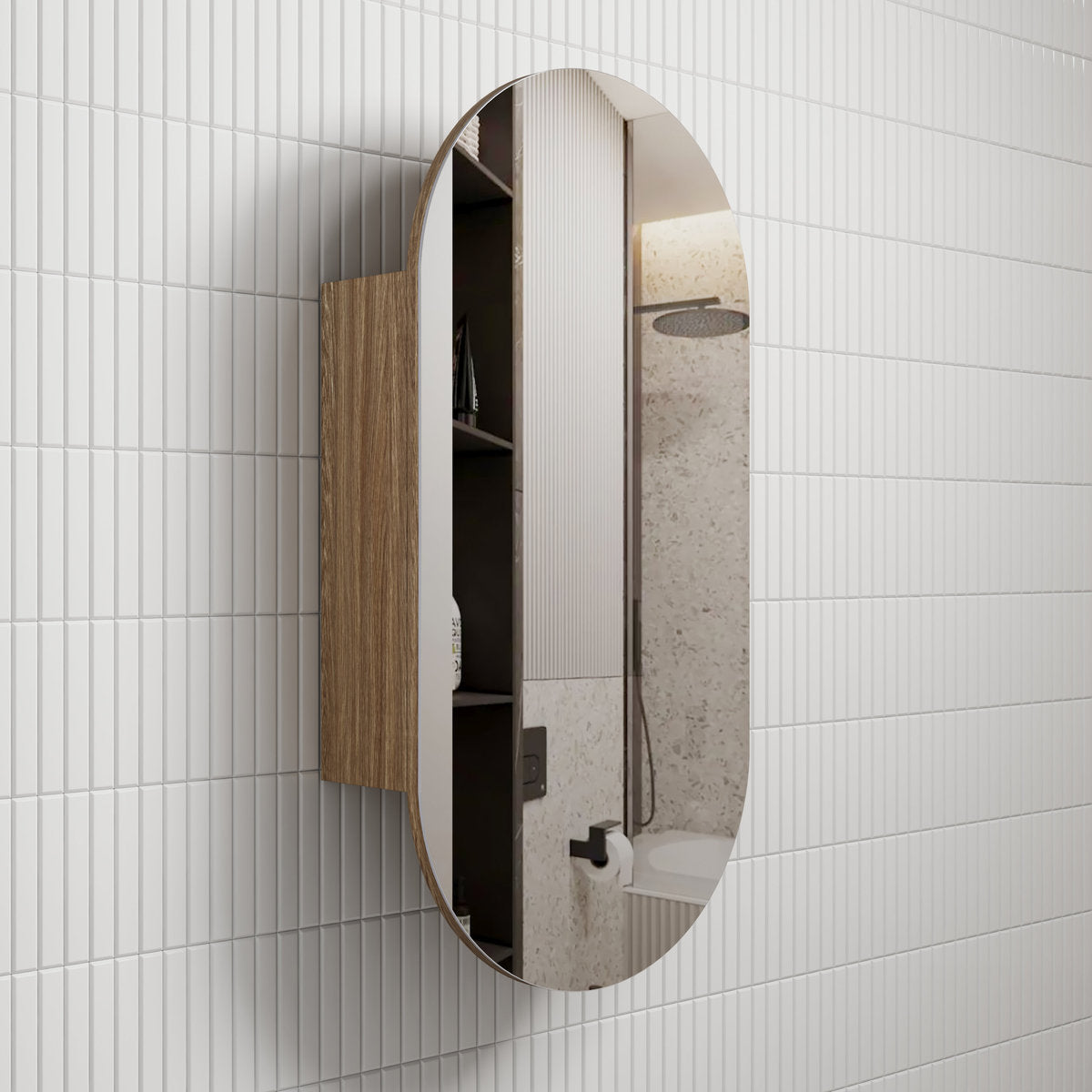 Aulic Beau Monde Oblong Harvest Oak Shaving Cabinet