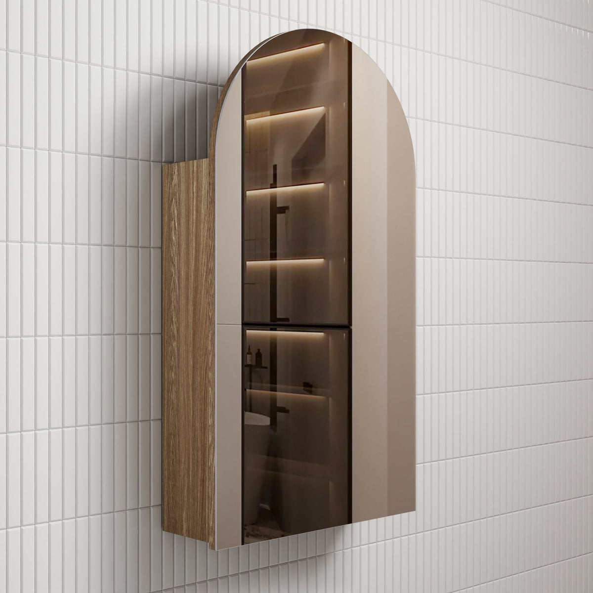 Aulic Canterbury Arch Harvest Oak Shaving Cabinet