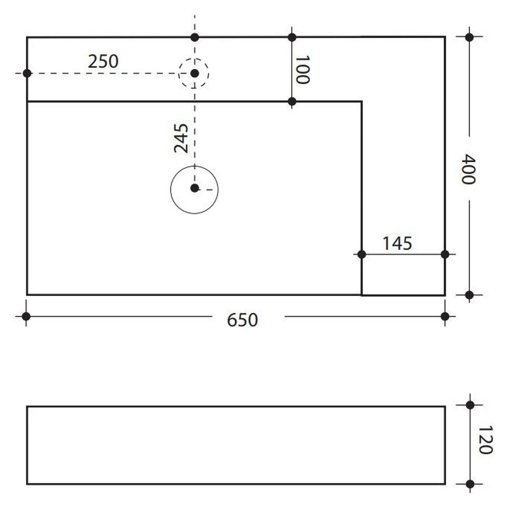 Studio Bagno Shard X 65 Bench Basin - 1 Taphole