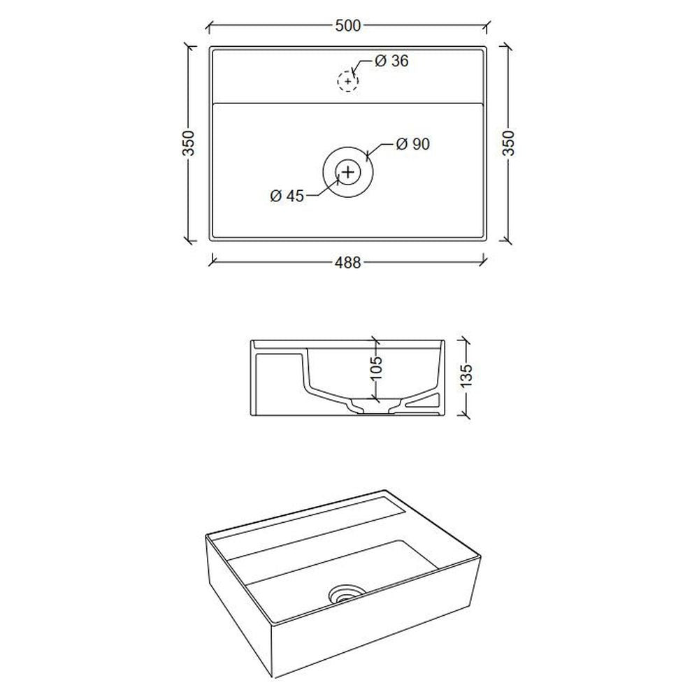 Studio Bagno Shard X Mini Bench/Wall Basin - 1 Taphole, Gloss White