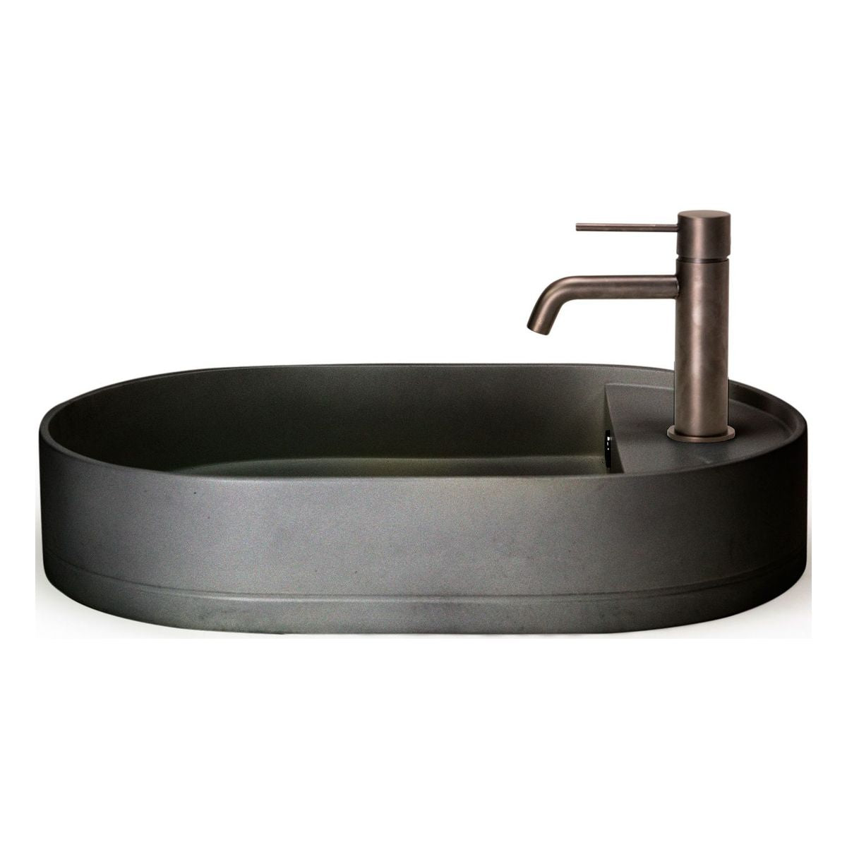 Nood Surface Mount Shelf Oval Basin in With Taphole/ No Overflow in Charcoal