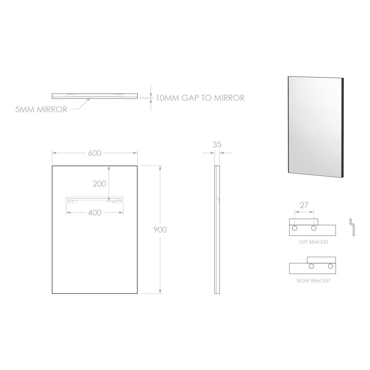 ADP Finley Rectangular Mirror 900x900, Black