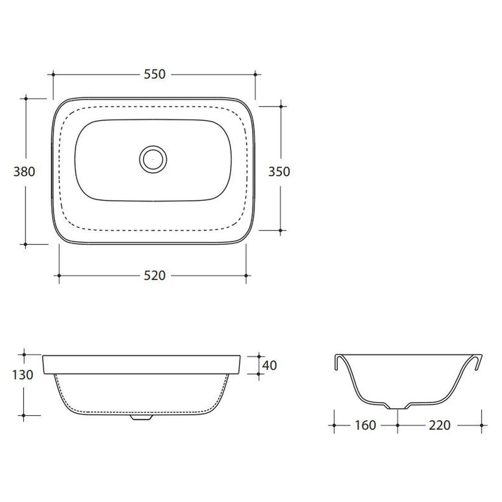 Studio Bagno Soul 2 Inset Basin - No Taphole, Gloss White