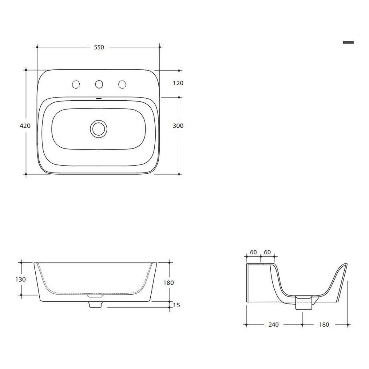 Studio Bagno Soul 4H Bench Basin - 1 Taphole